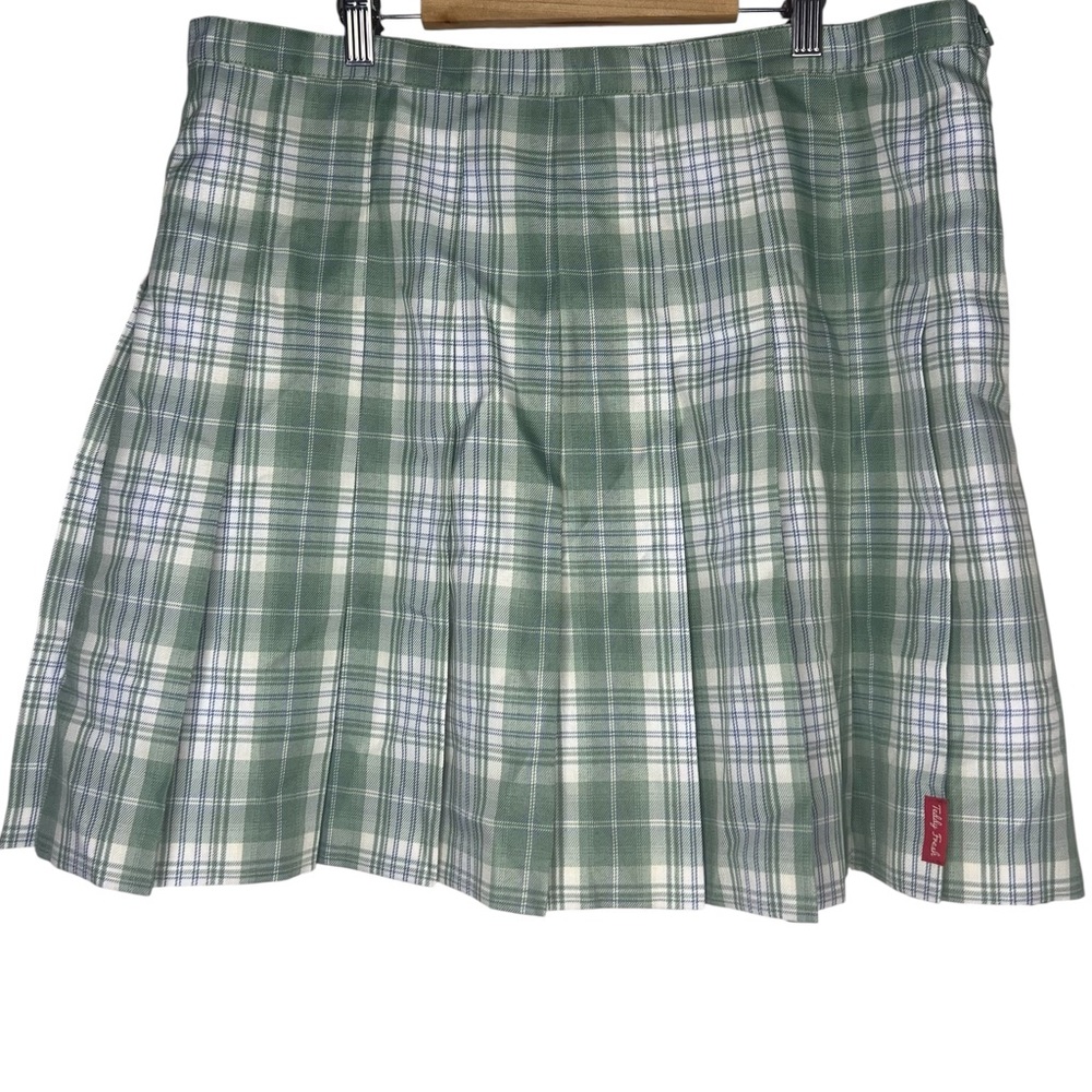 Teddy Fresh Green Plaid Preppy A-Line Skirt - Picture 2 of 4